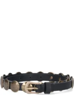 'trinidad' Belt With Gold Metal Buckle And Studs