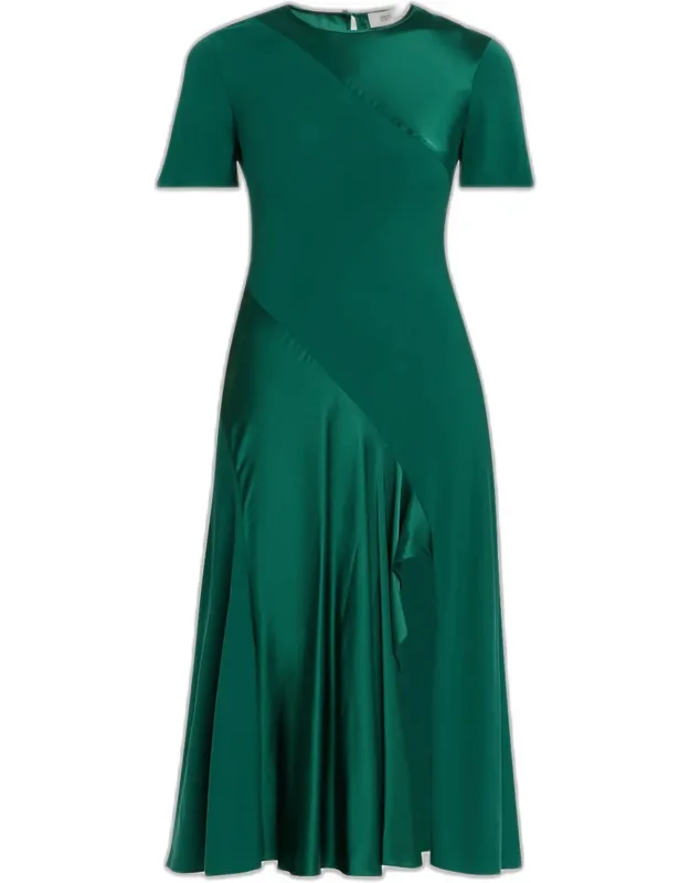 Bias-cut Stretch Satin Midi Dress