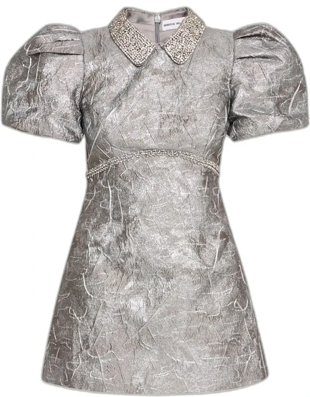 Diamante Metallic Jacquard Mini Dress