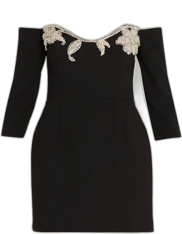 Ellerie Floral Diamante Off-shoulder Mini Dress