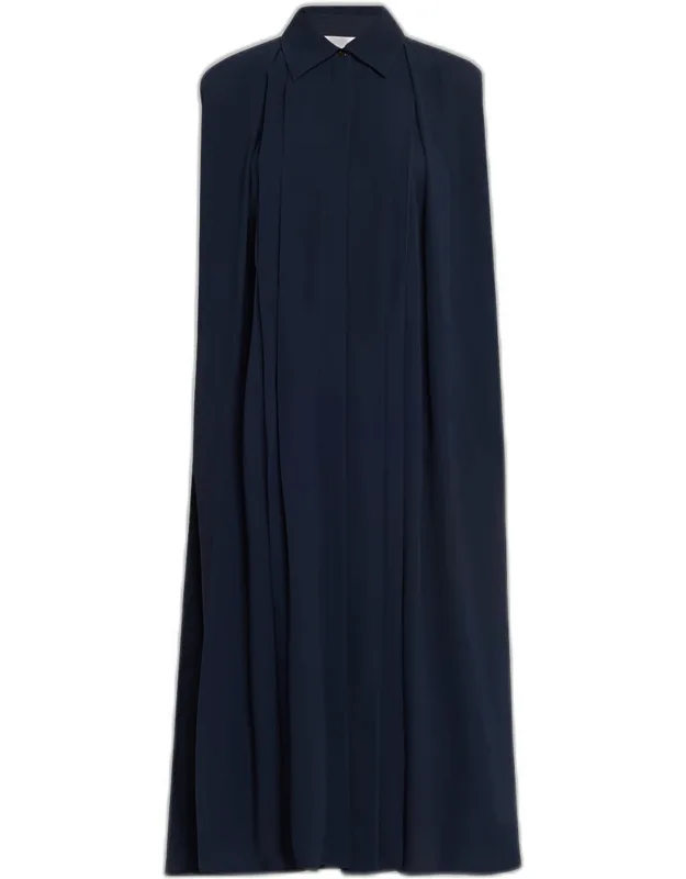 Pleated Silk Sleeveless Midi Shirtdress