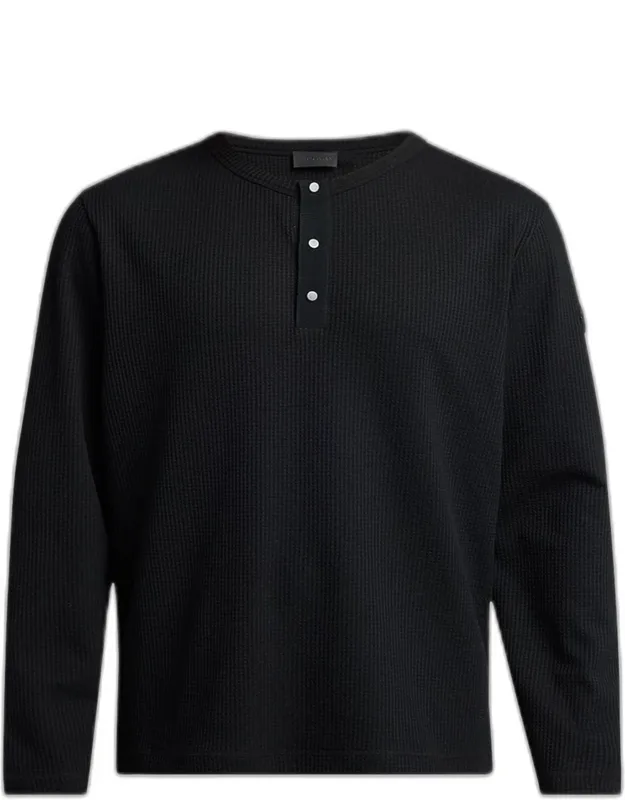 Waffle Knit Long-sleeve Henley T-shirt