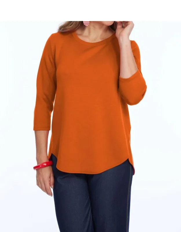 3/4 Ponte Knit Pullover Top
