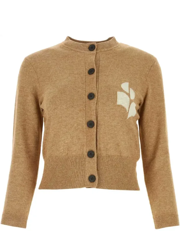 Melangã¨ Biscuit Cotton Blend Cardigan