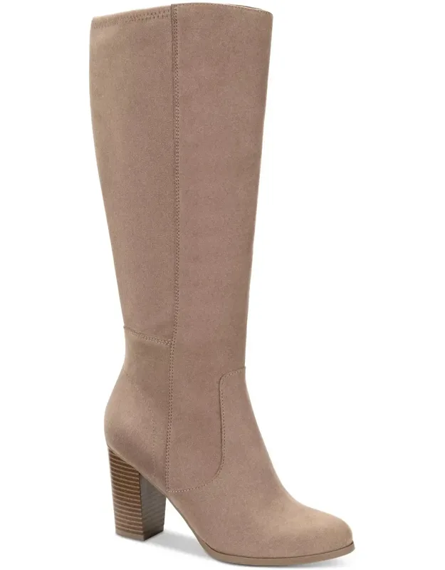 Addyy Boots Faux Suede Block Heel Knee High
