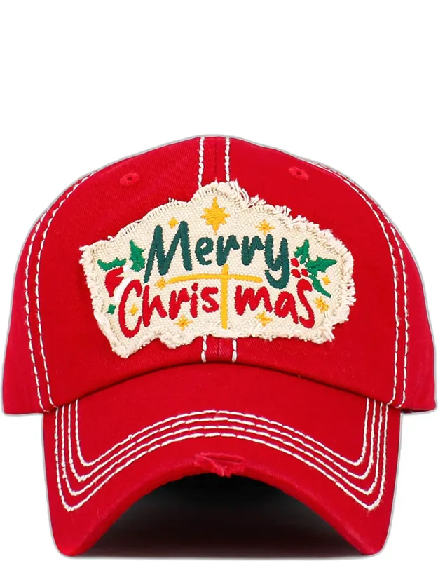 Merry Christmas Message Embroidered Vintage Baseball Cap