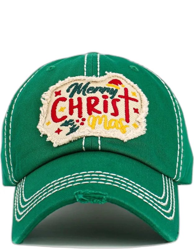Merry Christmas Message Accented Vintage Baseball Cap