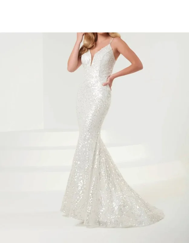 Sequin Lace Up Back Mermaid Dress