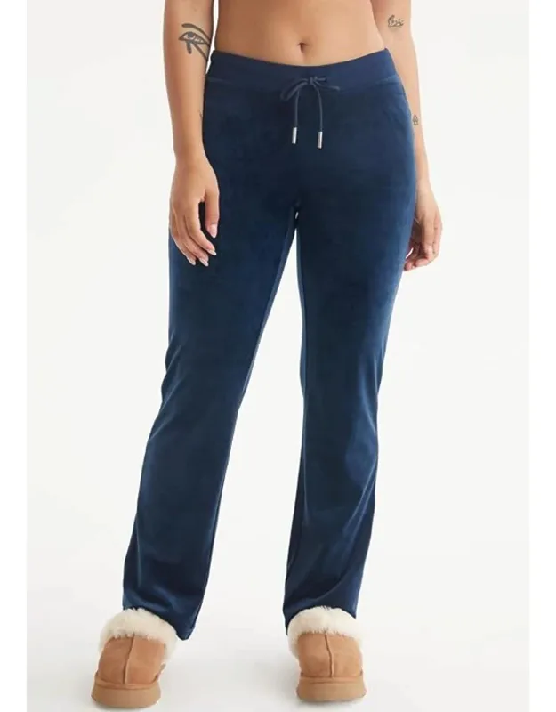 Rib Waist Velour Pants With Drawcord