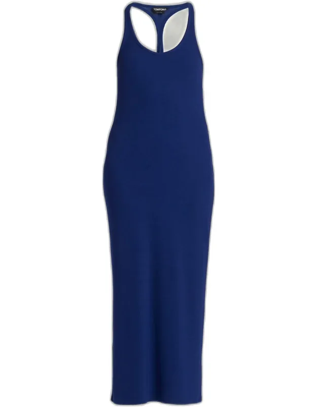 Ribbed Knit Racerback Midi Tank Dress