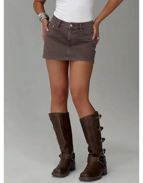 Nicolina Low Rise Denim Mini Skirt