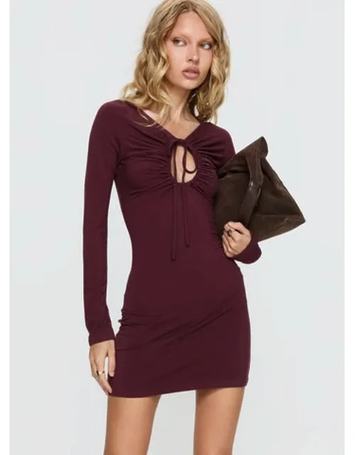 Angele Long Sleeve Keyhole Mini Dress