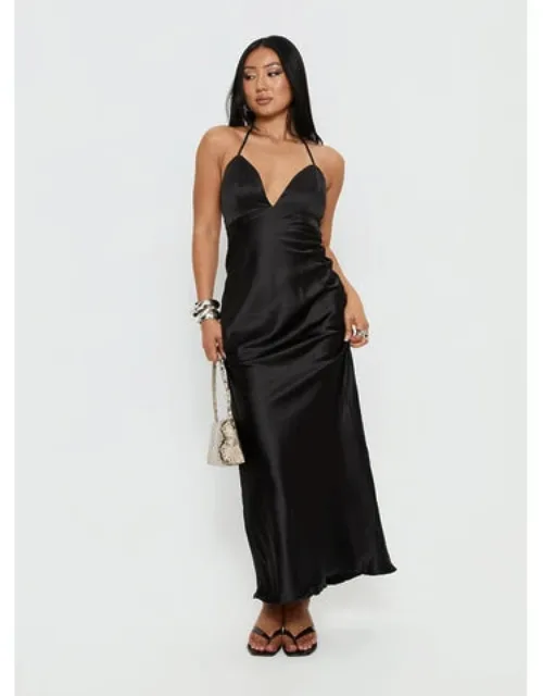 Halter Maxi Dress With Plunge Neckline And Backless Design