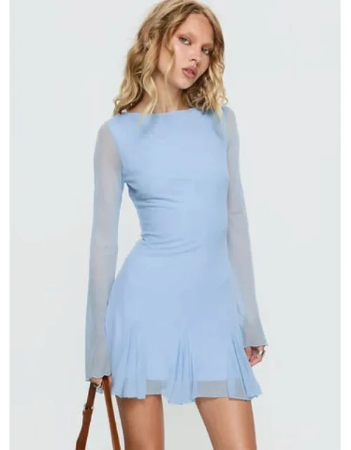 Evita Long Sleeve Pleat Mini Dress