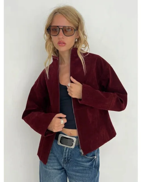 Faux Suede Zip Through Jacket
