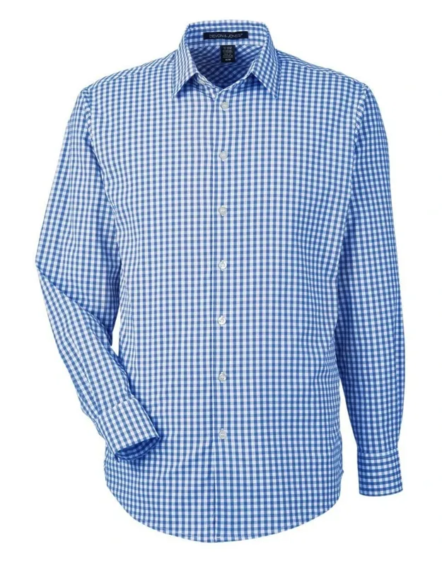 Crownlux Performance Gingham Dress Shirt With Moisture-management And Stretch Fit