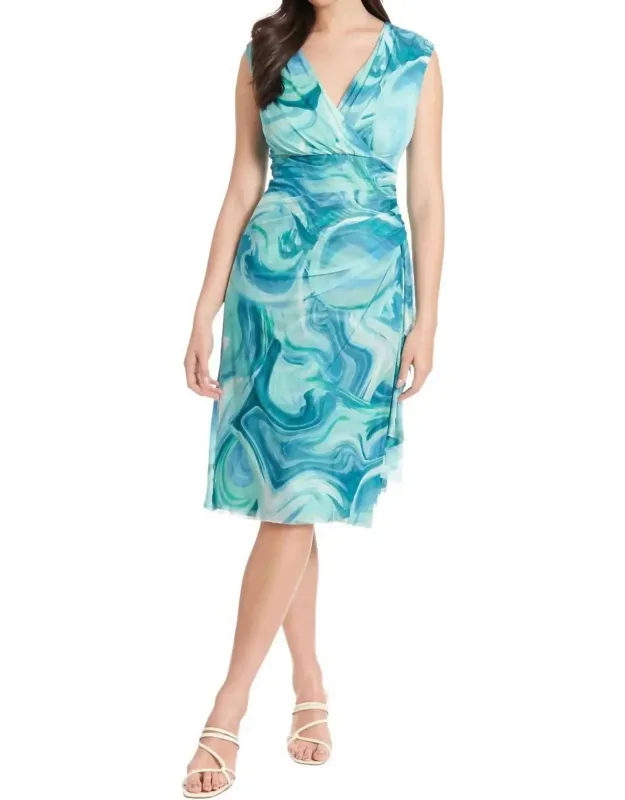 Louella Marble Mesh Print Dress