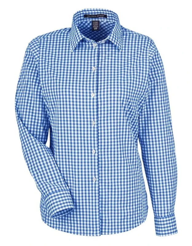 Crownlux Performance Gingham Dress Shirt With Moisture-management And Stretch Fit