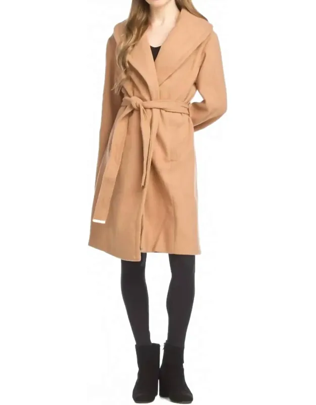 Lapel Belted Coat With Pockets