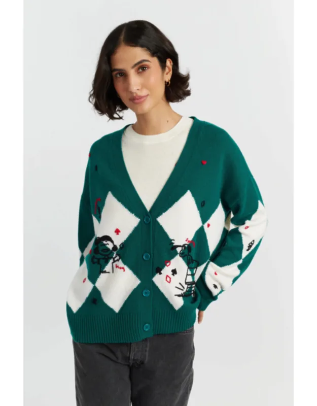 Wool-cashmere Peanuts Poker Cardigan