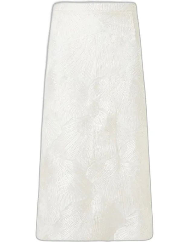 Lacquered Techno Sea Fan Lace Midi Skirt