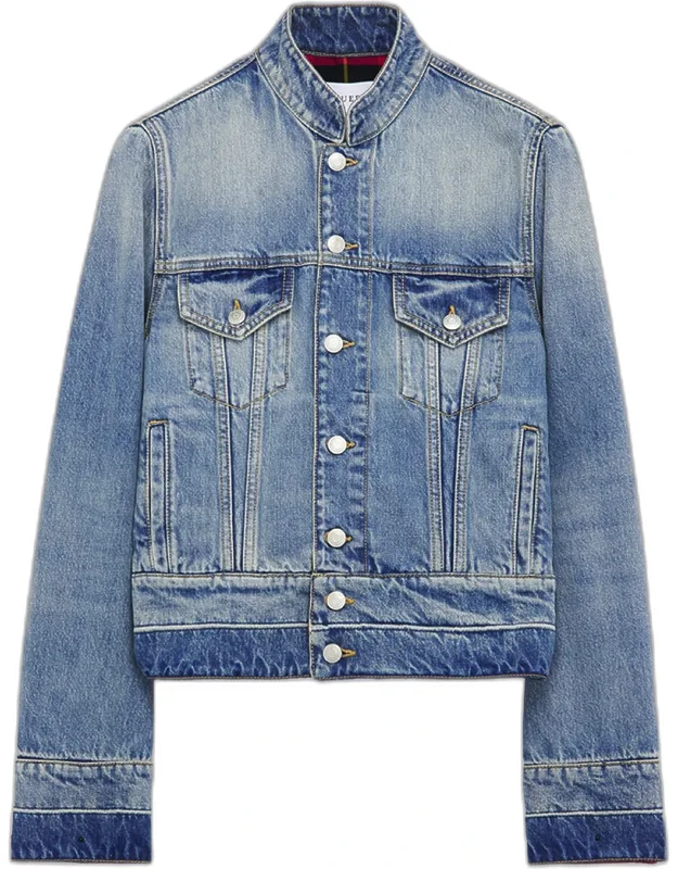 Band-collar Denim Jacket
