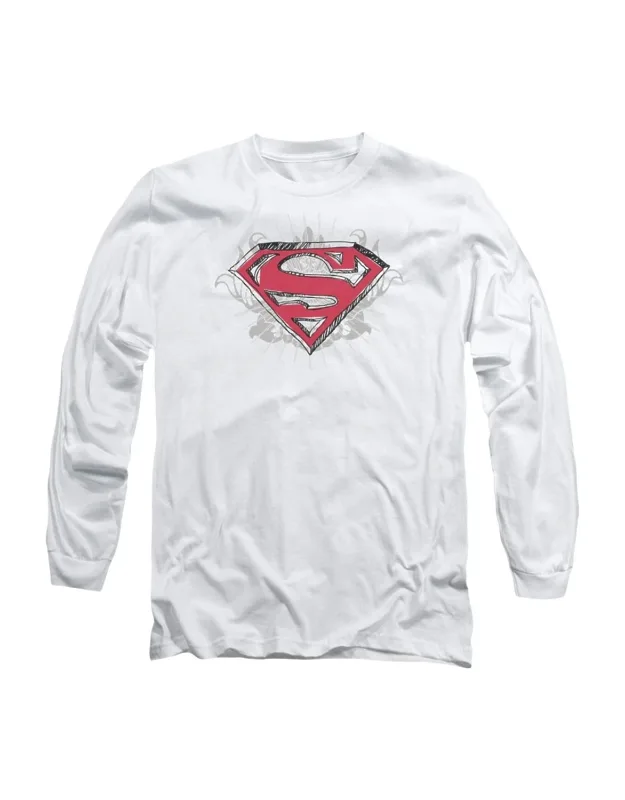 Superman Hastily Drawn Shield Long Sleeve Tee