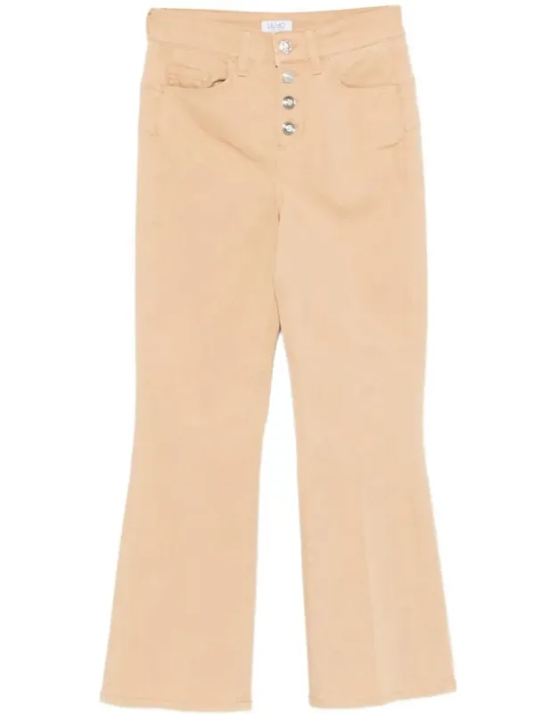 Beige Jeans With Button Closure