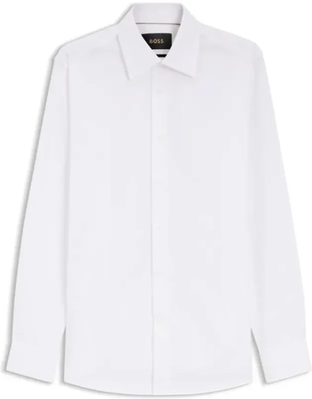 Wrinkle-resistant Slim-fit Shirt In Cotton With Reliable Wrinkle Resistance And Mother-of-pearl Buttons