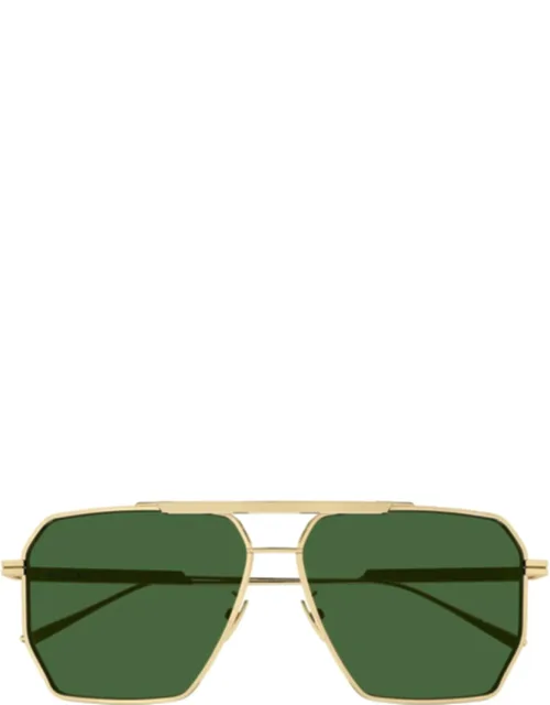 Sunglasses - Gold / Green Lens, Metal Frame
