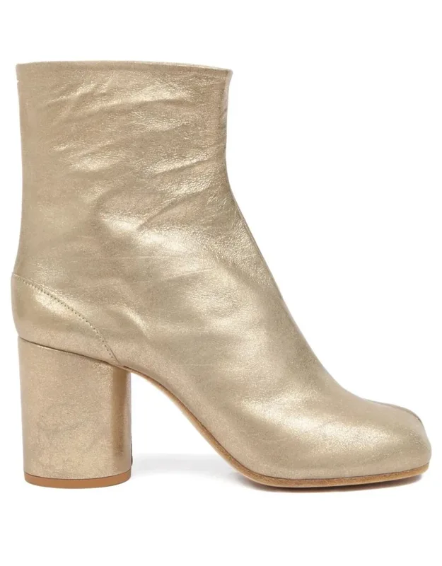 Tabi Metallic Leather Ankle Boots
