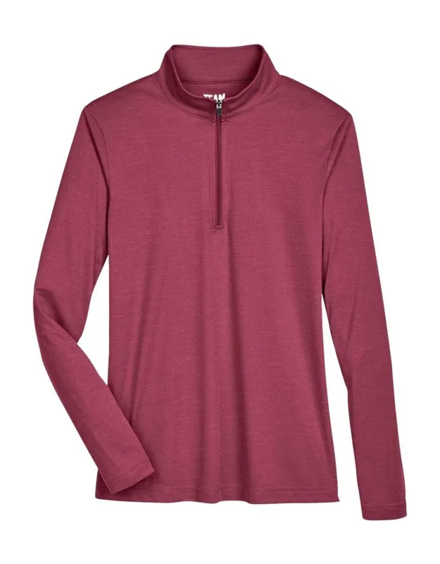 Team 365 Zone Sonic Heather Performance Quarter-zip Pullover, Moisture-wicking, Uv 15-39 Protection