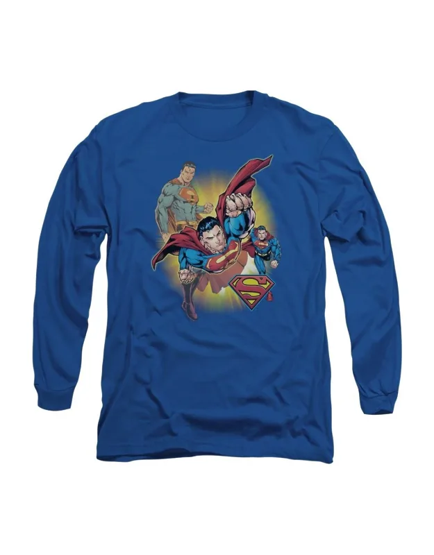 Justice League Of America Superman Collage Long Sleeve Tee