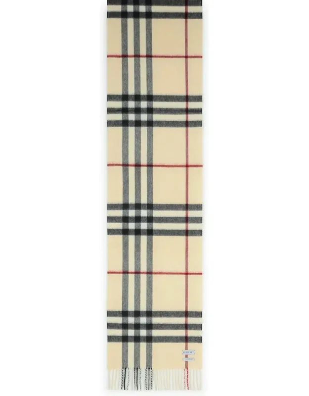 Burberry 'check' Cashmere Scarf With Fringes