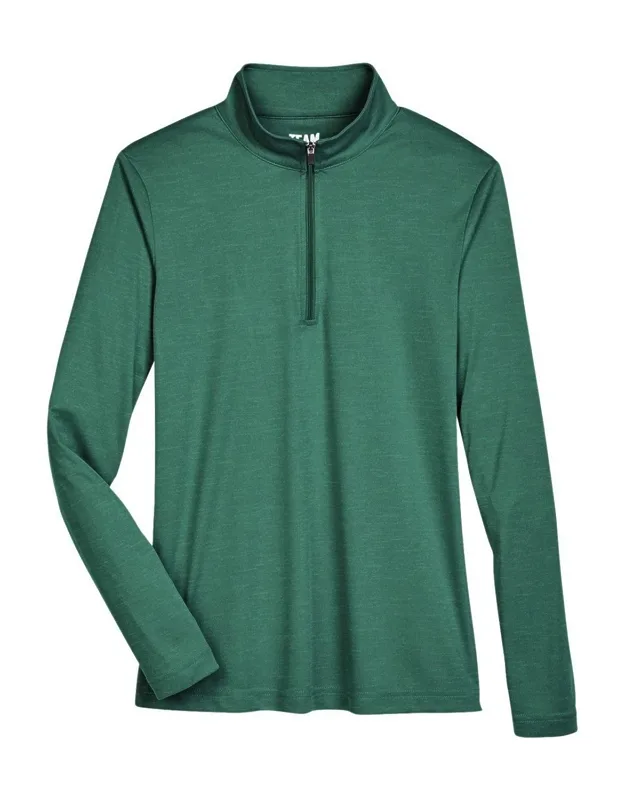 Team 365 Sonic Heather Performance Quarter-zip Pullover With Moisture-wicking And Uv Protection