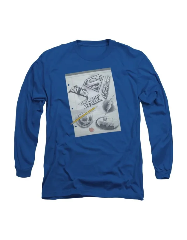 Dc Comics Logo Note Paper Long Sleeve Tee