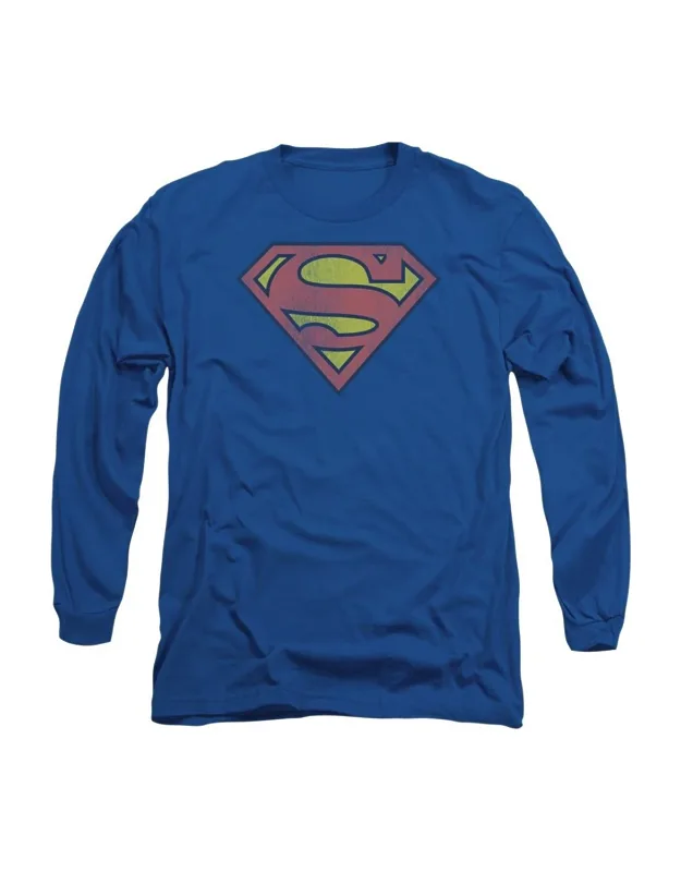 Retro Supes Logo Distressed Long Sleeve Tee