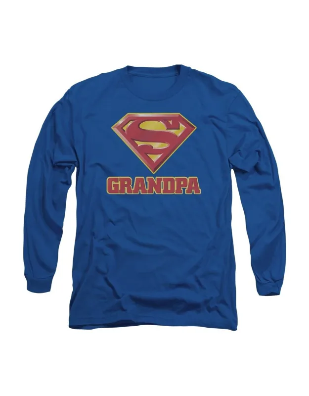 Superman Super Grandpa Long Sleeve Tee