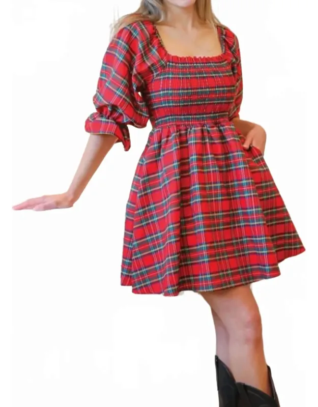 Holiday Plaid Babydoll Dress