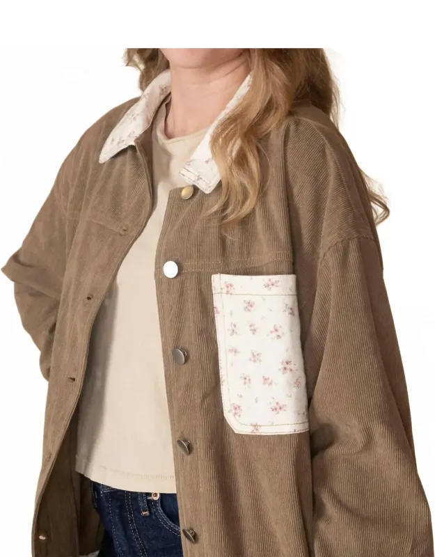Floral Corduroy Barn Jacket
