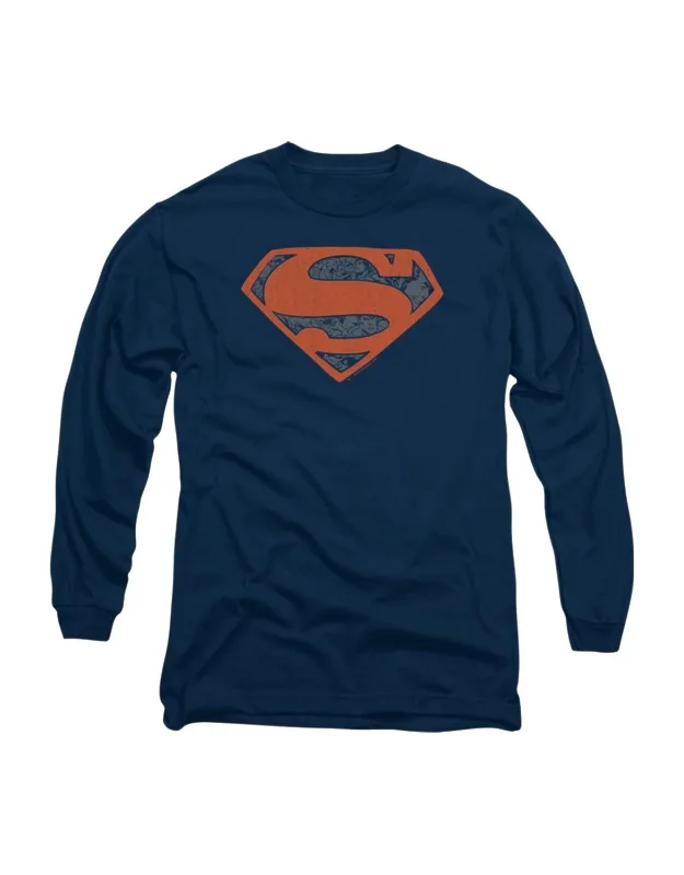 Superman Vintage Shield Collage Long Sleeve Tee