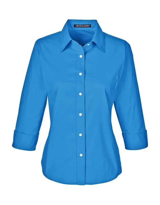 Perfect Fit Three-quarter Sleeve Stretch Poplin Dress Shirt