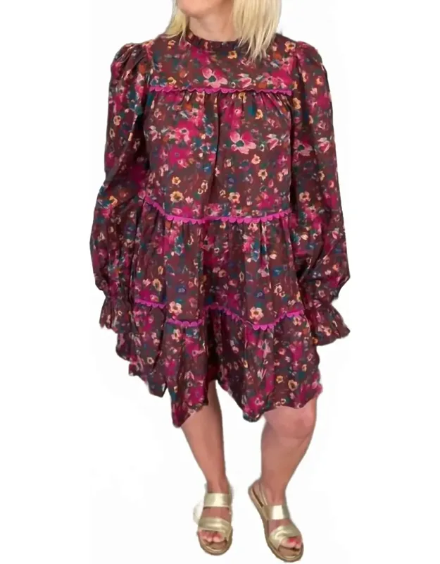 Wild Flower Print Cotton Mini Dress
