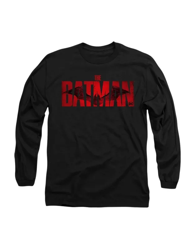 The Batman Crimson Drawn Bat Logo Long Sleeve Tee