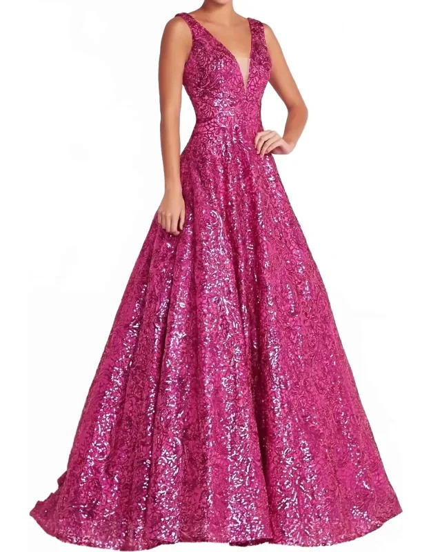 Plunging Back Sequined Dress