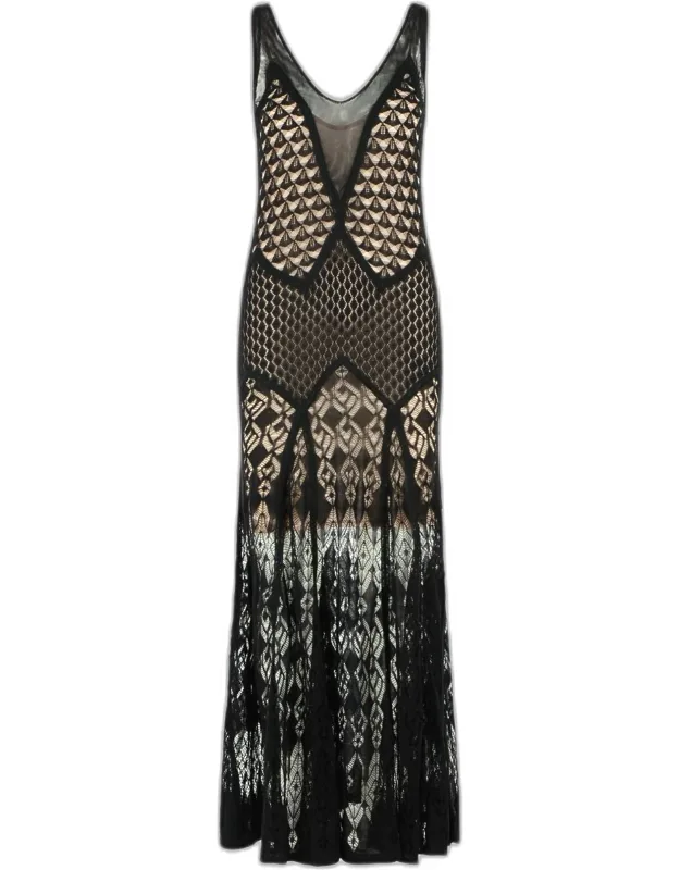 Long Dress In Worked Cotton