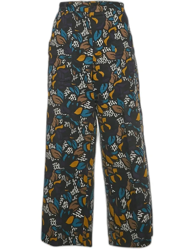 Multicolour Cotton Blend Wide Leg Trousers