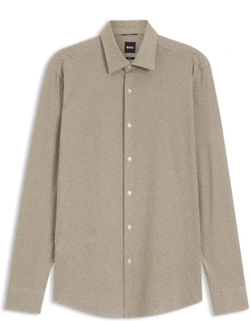 Slim-fit Shirt In Performance-stretch Fabric With Modern Print And Moisture Management