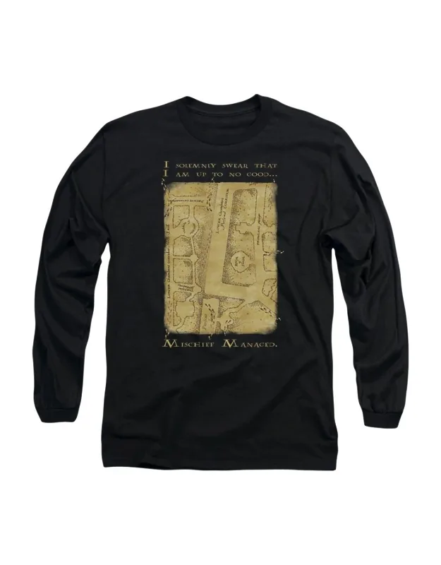 Marauders Map Interior Words Long Sleeve Tee