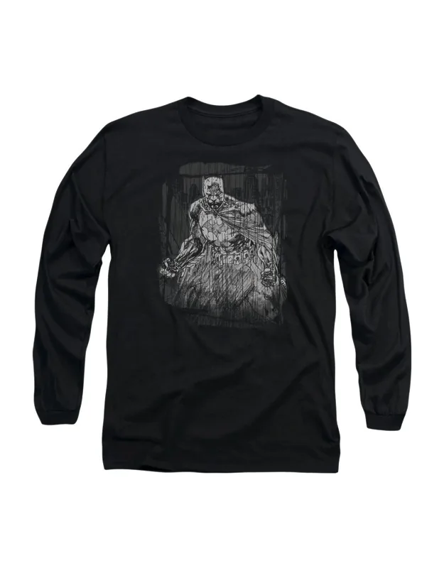 Batman Pencilled Rain Long Sleeve Tee